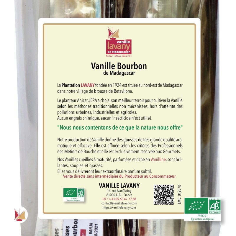 Etikett 25 Nachfüllpackungen 2 Kapseln LAVANY Bourbon Vanille aus Madagaskar Bio-Anbau
